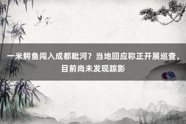 一米鳄鱼闯入成都毗河？当地回应称正开展巡查，目前尚未发现踪影